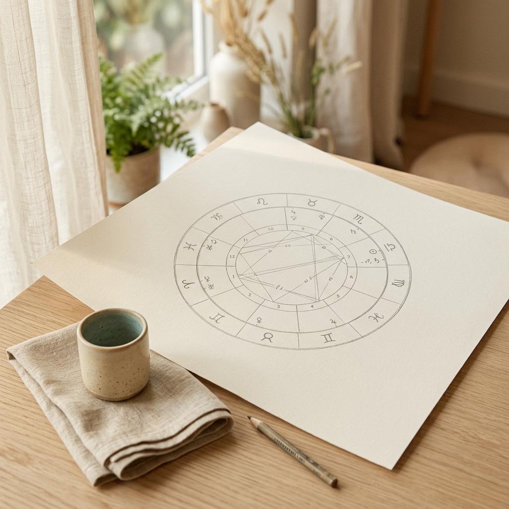 A chart beside a cup in morning light