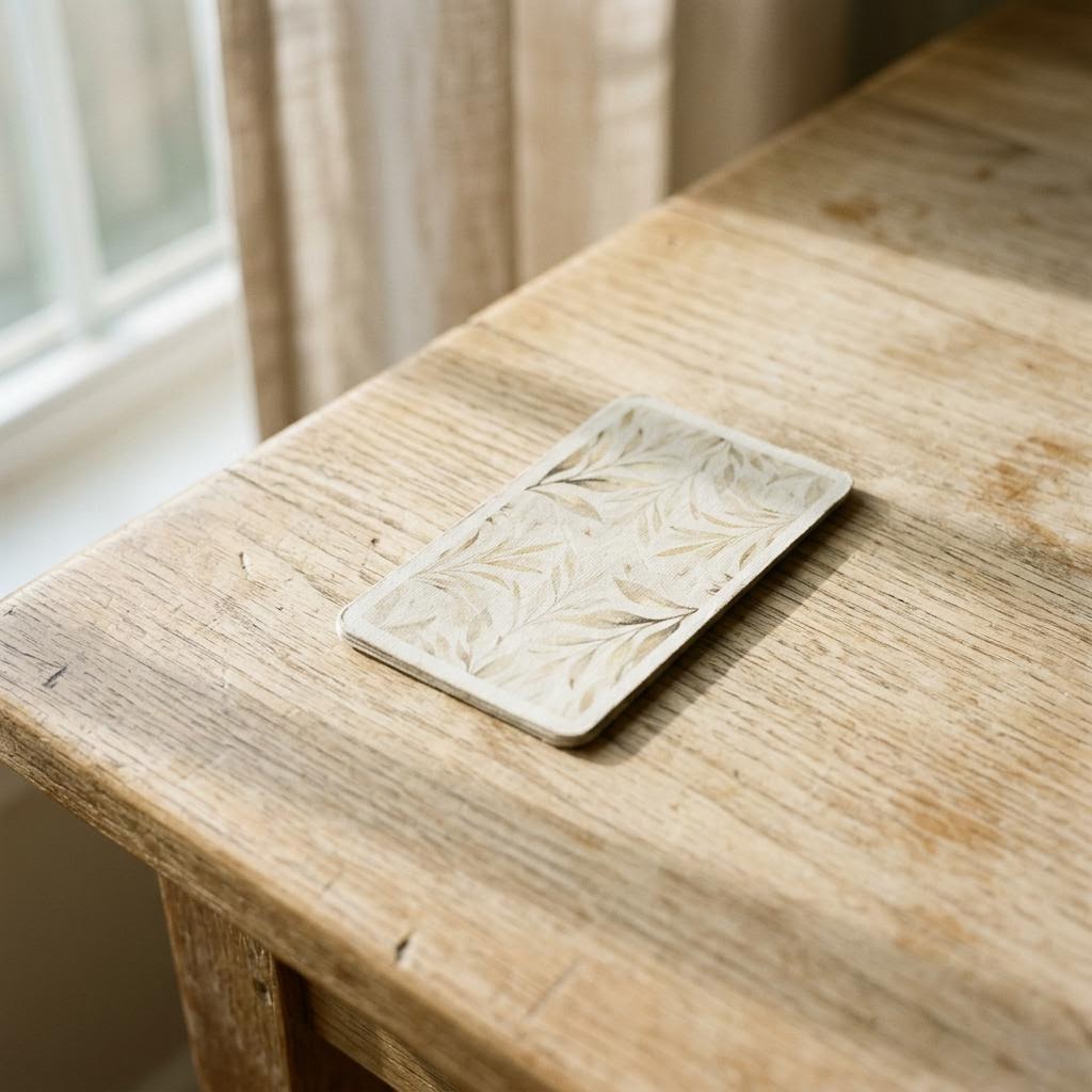 A card in early morning light
